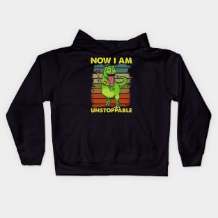 Now I Am Unstoppable TRex Funny Dinosaur Arms Pun Kids Hoodie